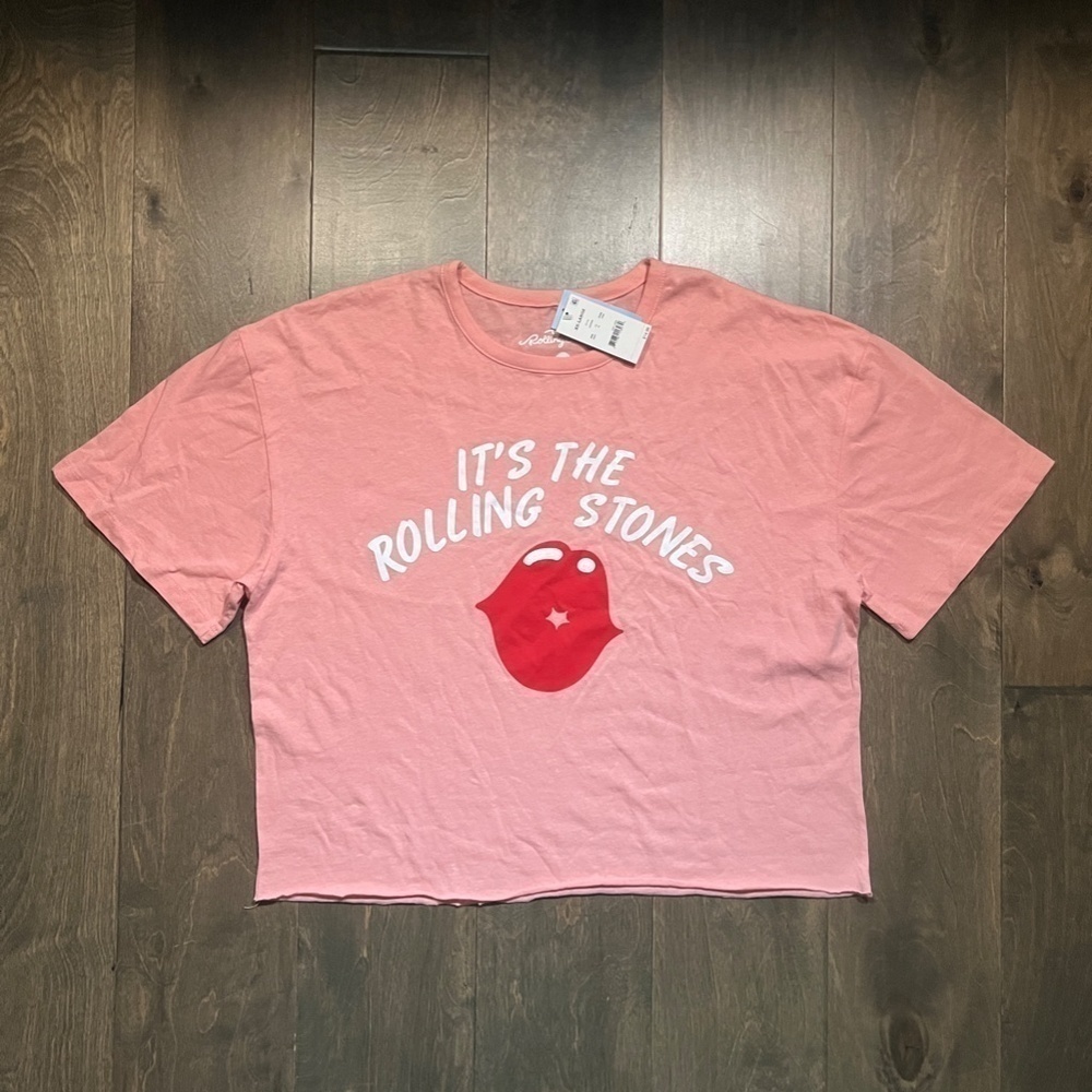 NWT THE ROLLING STONES PINK Cut off with Lips